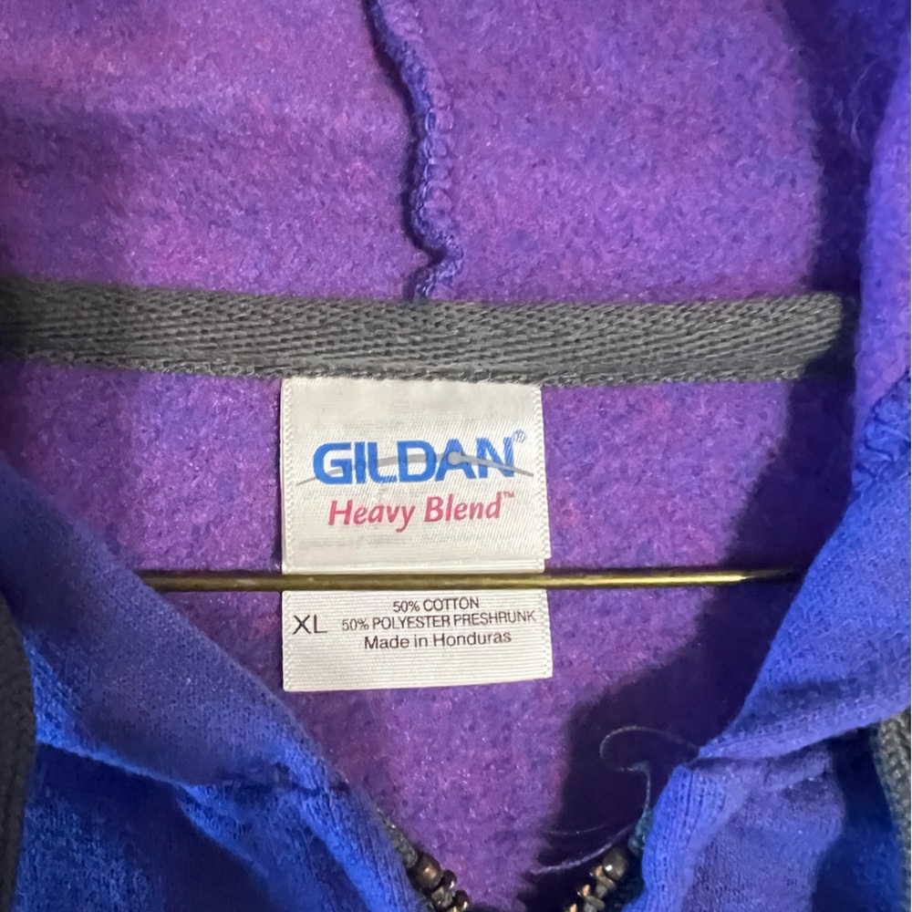 Gildan Purple and Black Women's Hoodie - Picture 3 of 4